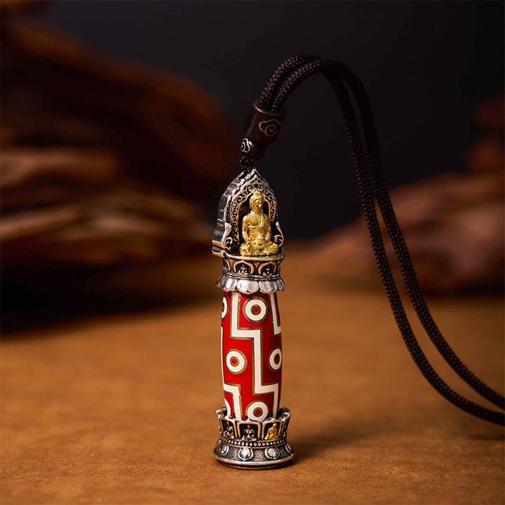 Buddha Stones Medicina Tibetana Buddha Nove Occhi Dzi Perlina Collana Pendente Protezione - image 1