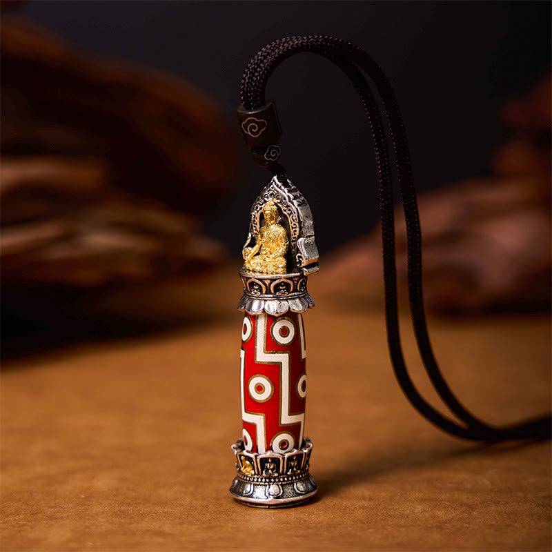 Buddha Stones Medicina Tibetana Buddha Nove Occhi Dzi Perlina Collana Pendente Protezione