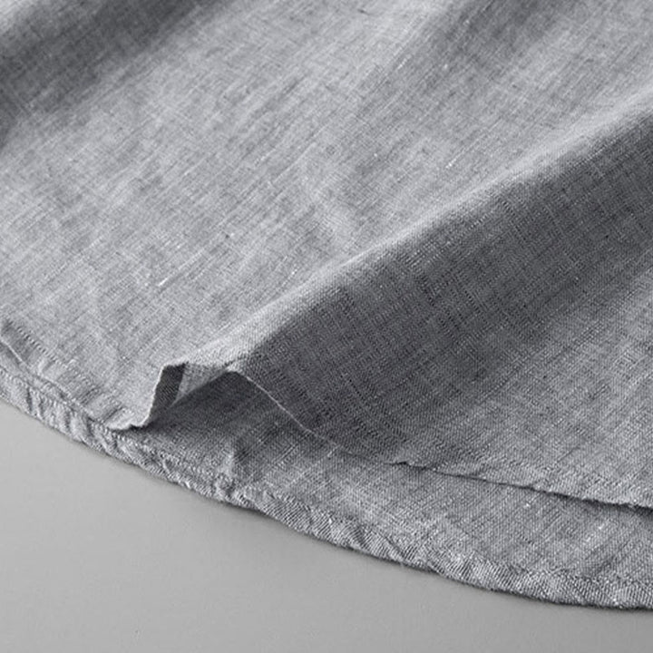 Camicia a maniche lunghe con bottoni in tinta unita Buddha Stones Lino Abbigliamento uomo