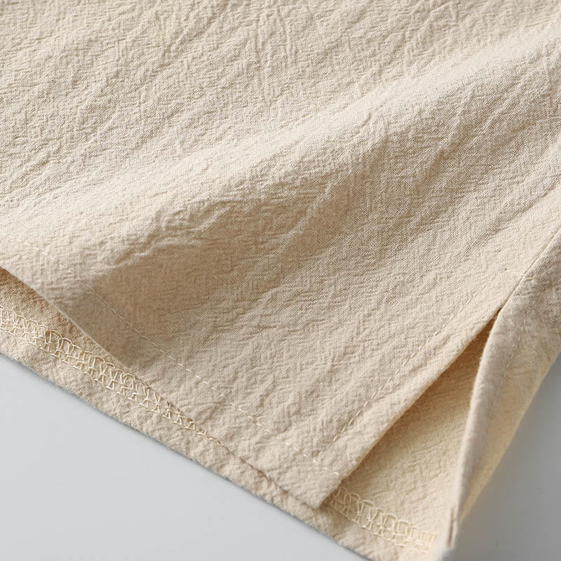 Camicia a maniche lunghe con bottoni in cotone e lino tinta unita Buddha Stones Uomo Abbigliamento - image 9