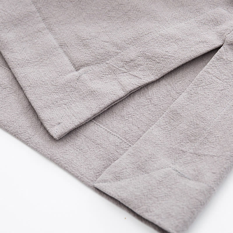 Buddha Stones Tang Frog-Bottone Camicia Manica Lunga Cotone Lino Abbigliamento Uomo - image 22