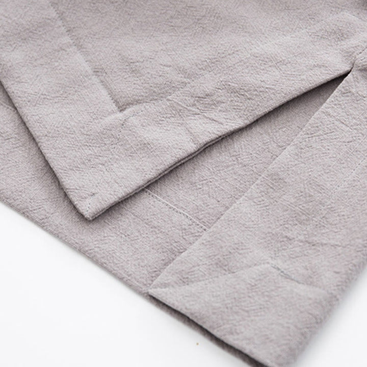 Buddha Stones Tang Frog-Bottone Camicia Manica Lunga Cotone Lino Abbigliamento Uomo - image 22