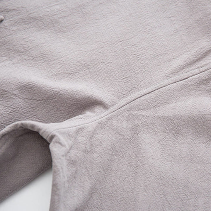 Buddha Stones Tang Frog-Bottone Camicia Manica Lunga Cotone Lino Abbigliamento Uomo