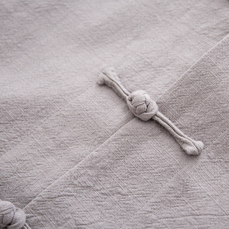 Buddha Stones Tang Frog-Bottone Camicia Manica Lunga Cotone Lino Abbigliamento Uomo - image 24