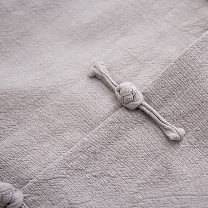 Buddha Stones Tang Frog-Bottone Camicia Manica Lunga Cotone Lino Abbigliamento Uomo - image 24