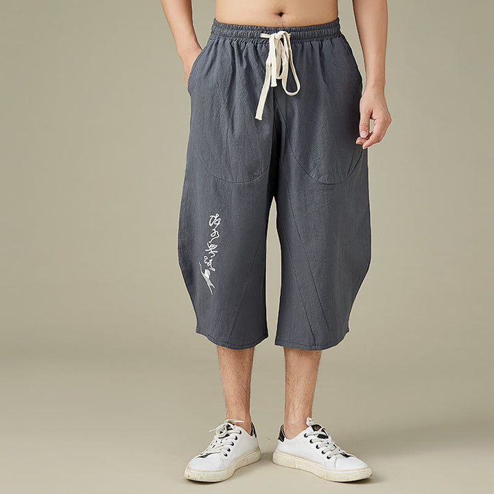 Pantaloni da uomo casual in cotone tinta unita con tasche e stampa Buddha Stones . - Grigio - US/UK/AU54, EU64 (9XL) - image 3