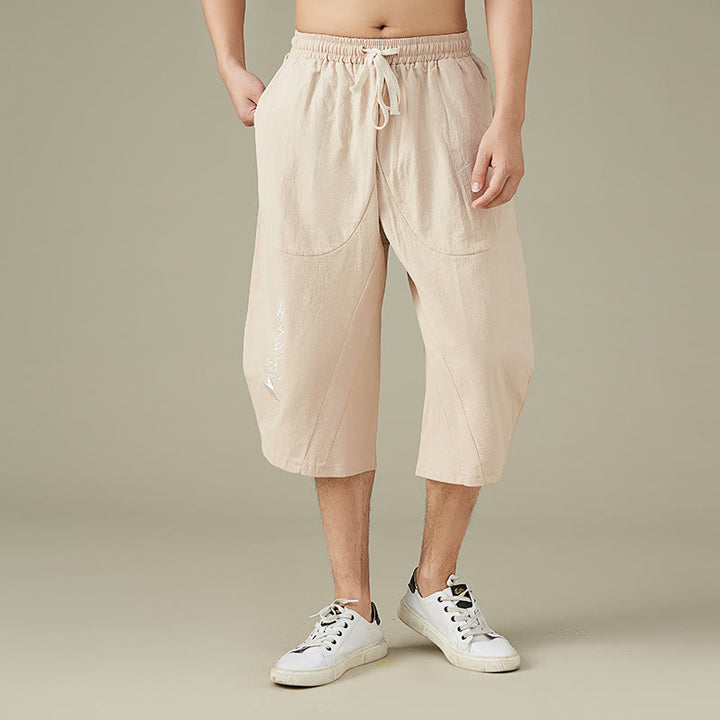 Pantaloni da uomo casual in cotone tinta unita con tasche e stampa Buddha Stones . - PeachPuff - US/UK/AU54, EU64 (9XL) - image 8