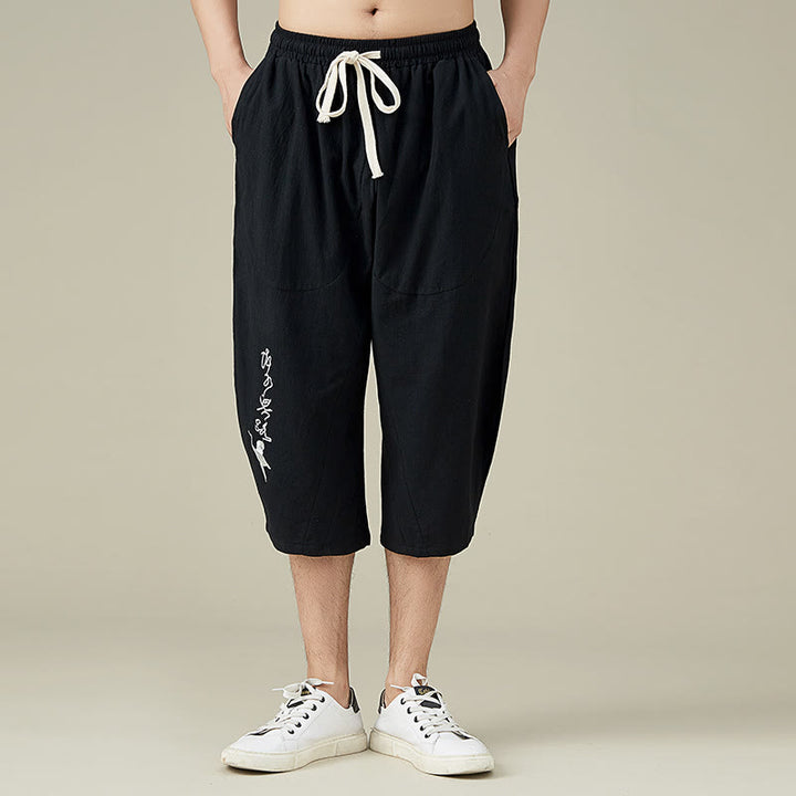 Buddha Stones Casual Tinta Unita Uomo Pantaloncini Gamba Dritta Con Tasche Pantaloni Tempo Libero In Cotone Uomo - Nero - US/UK/AU54, EU64 (9XL) - image 5