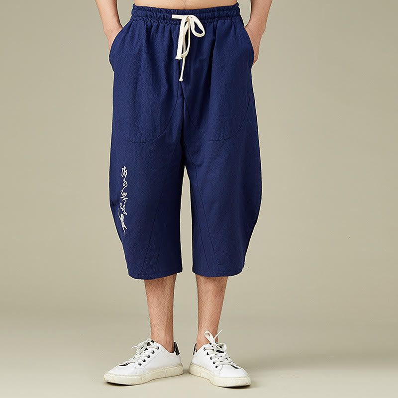 Pantaloni da uomo casual in cotone tinta unita con tasche e stampa Buddha Stones . - Blu scuro - US/UK/AU54, EU64 (9XL) - image 11