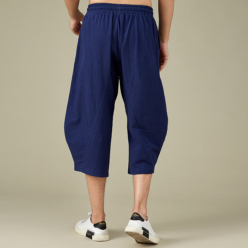 Pantaloni da uomo casual in cotone tinta unita con tasche e stampa Buddha Stones . - image 14