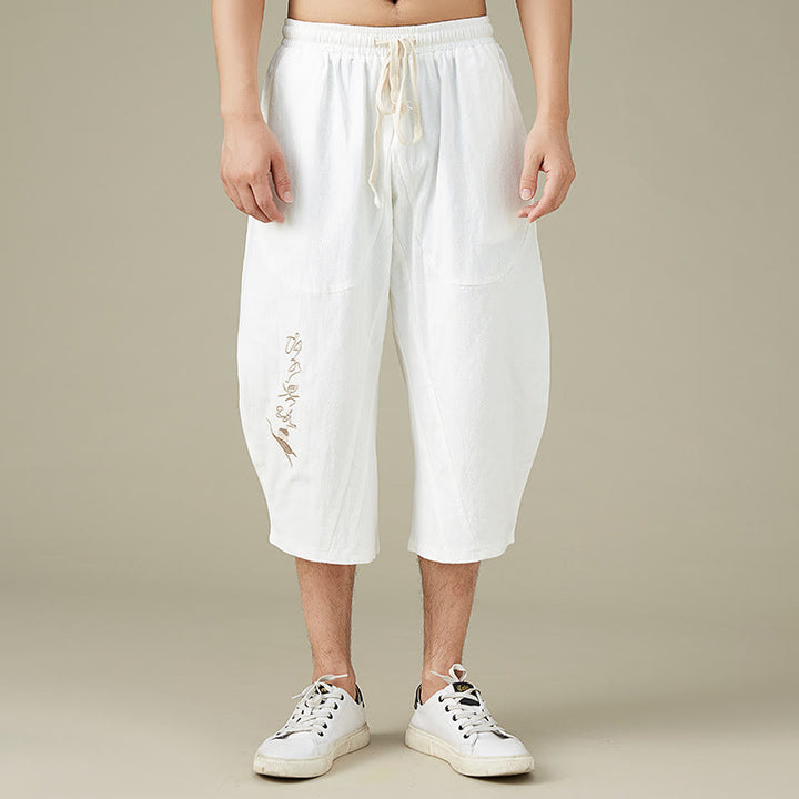 Buddha Stones Casual Tinta Unita Uomo Pantaloncini Gamba Dritta Con Tasche Pantaloni Tempo Libero In Cotone Uomo - Bianco - US/UK/AU54, EU64 (9XL) - image 0