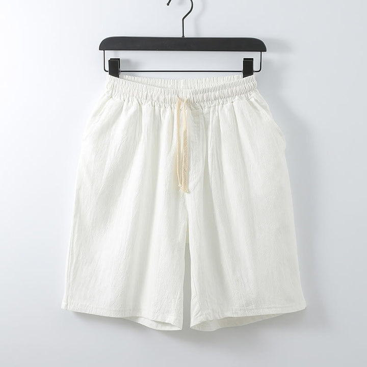 Pantaloncini da uomo dritti, tinta unita, con tasche, in cotone, con stampa Buddha Stones. - Bianco - US/UK/AU54, EU64 (9XL) - image 4