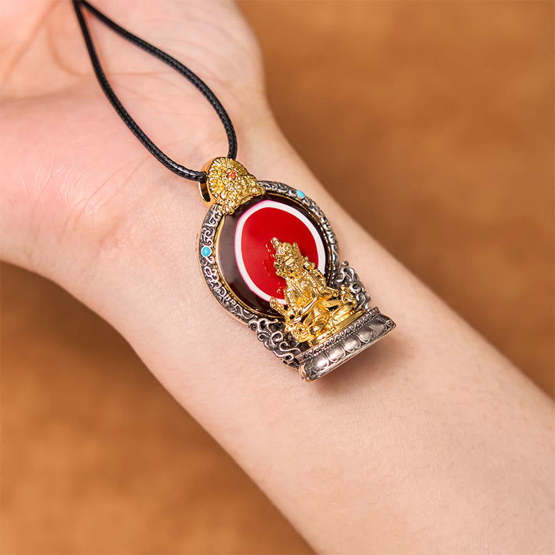 Buddha Stones Tibetano Avalokitesvara Dzi Perline Modello Rame Purezza Collana Pendente Guarigione