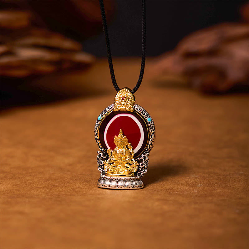 Buddha Stones Tibetano Avalokitesvara Dzi Perline Modello Rame Purezza Collana Pendente Guarigione - Avalokiteshvara - image 0