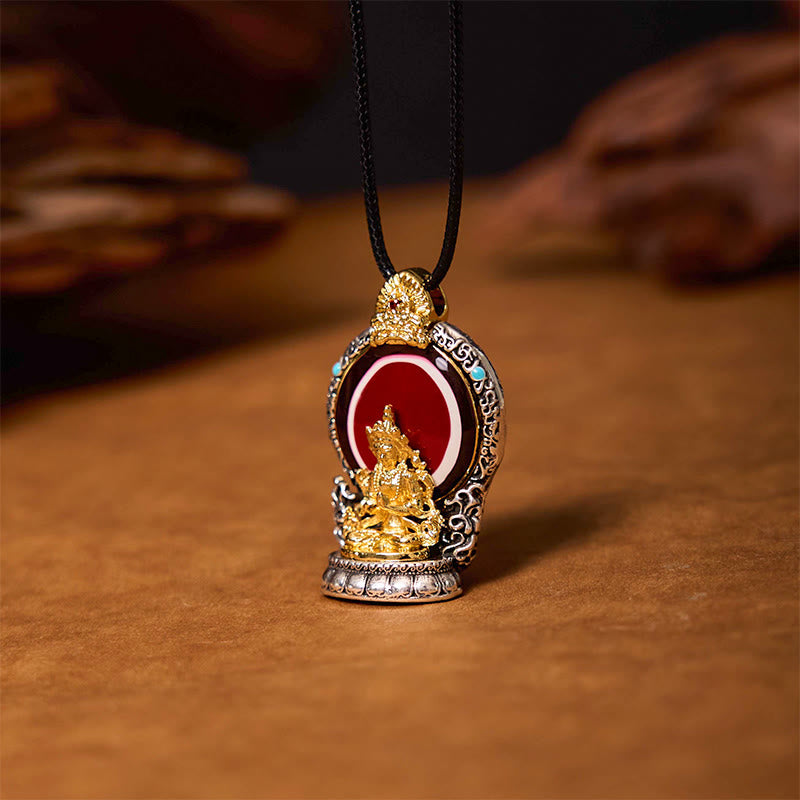 Buddha Stones Tibetano Avalokitesvara Dzi Perline Modello Rame Purezza Collana Pendente Guarigione