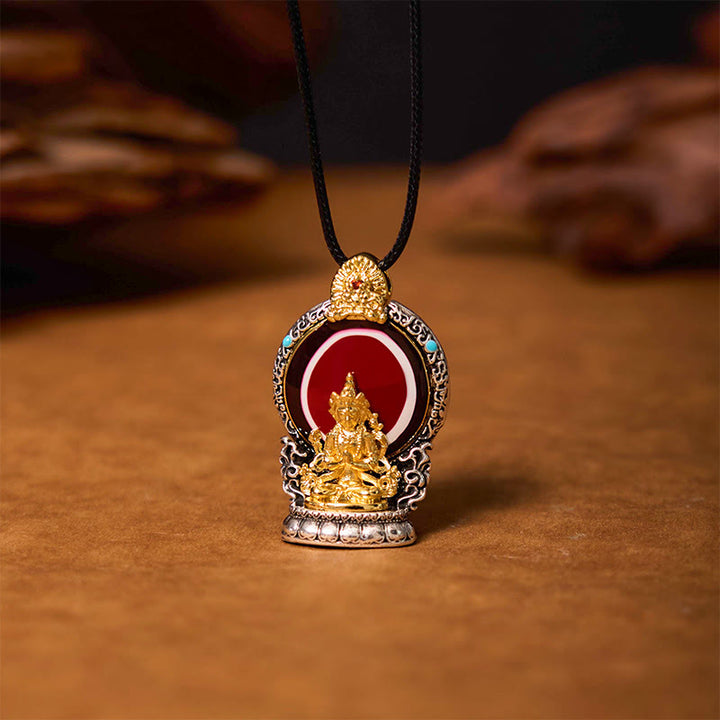 Buddha Stones Tibetano Avalokitesvara Dzi Perline Modello Rame Purezza Collana Pendente Guarigione