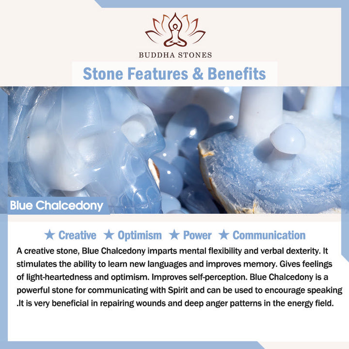 Orecchini Buddha Stones 925 Sterling Silver Post Calcedonio Blu Koi Fish Balance Vitality
