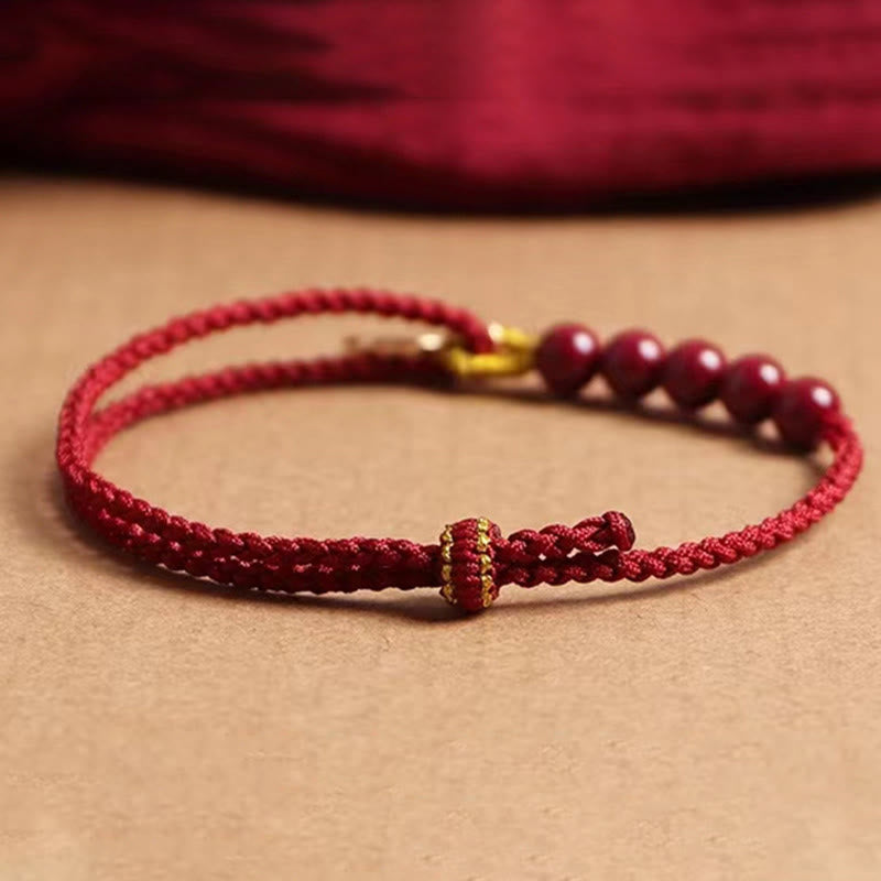 Buddha Stones, perline di carattere Fu, benedizione, braccialetto intrecciato fatto a mano con filo rosso