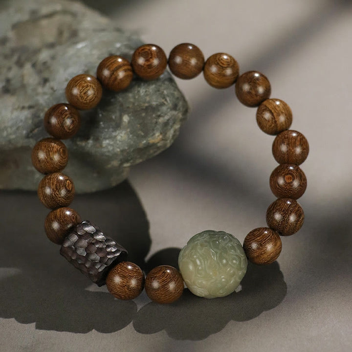 Braccialetto di guarigione con perline di legno di ebano, semi di sandalo Bodhi , Buddha Stones