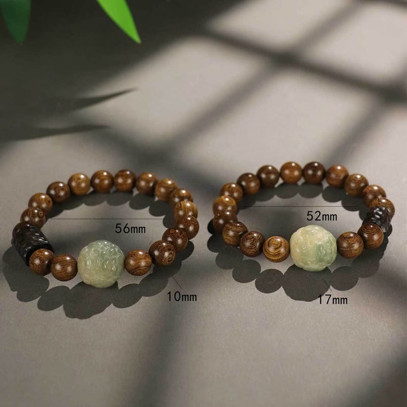 Braccialetto di guarigione con perline di legno di ebano, semi di sandalo Bodhi , Buddha Stones