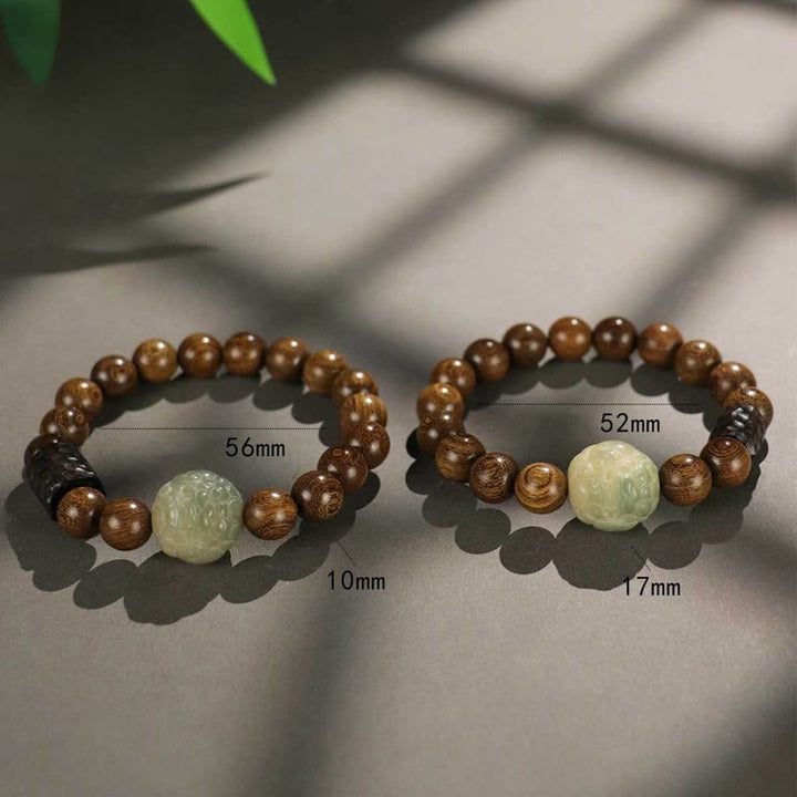 Braccialetto di guarigione con perline di legno di ebano, semi di sandalo Bodhi , Buddha Stones