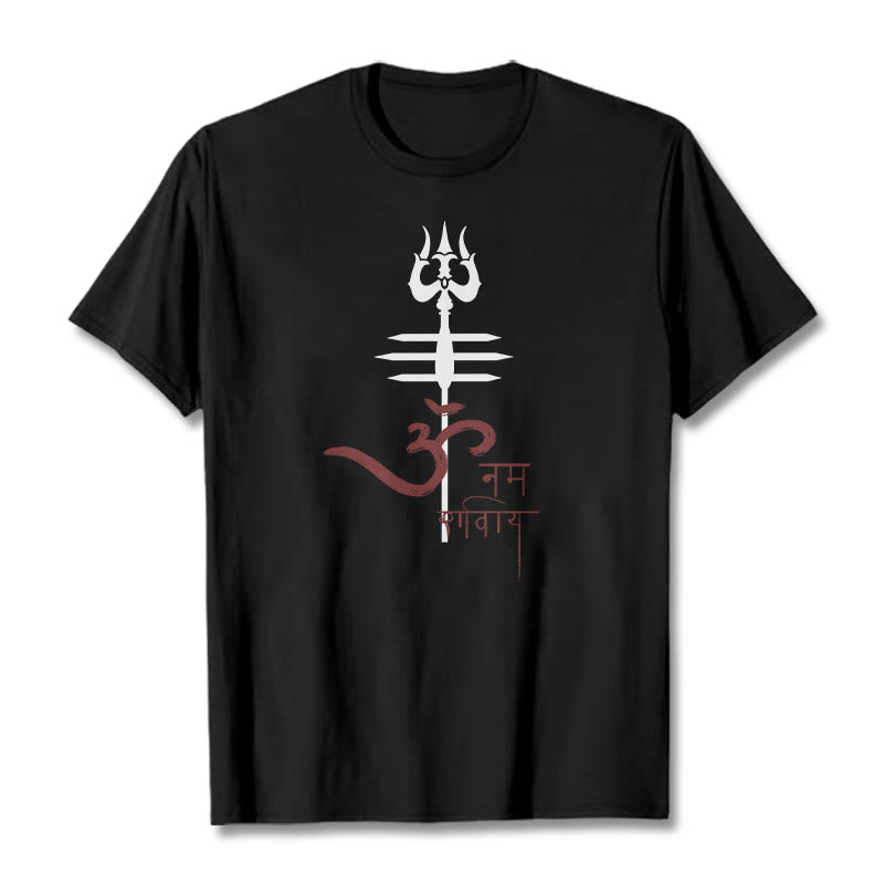 T-shirt in cotone con tridente Buddha Stones OM NAMAH SHIVAYA