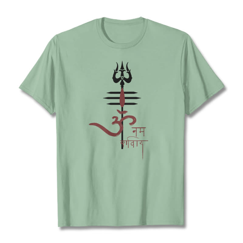 T-shirt in cotone con tridente Buddha Stones OM NAMAH SHIVAYA - Verde pallido - 2XL - image 11