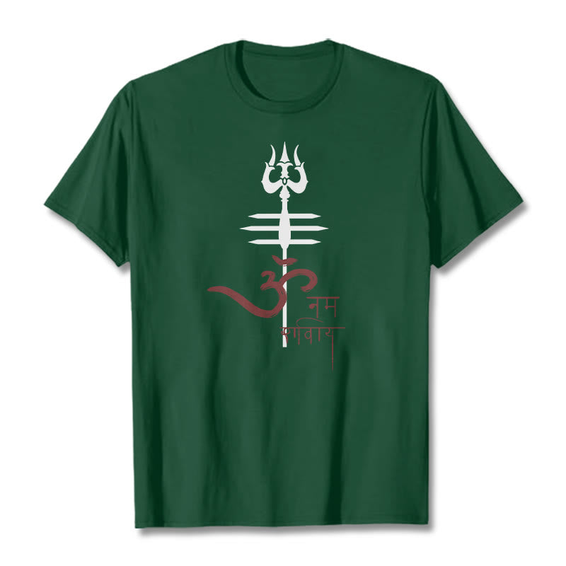 T-shirt in cotone con tridente Buddha Stones OM NAMAH SHIVAYA - Verde studentesco - 2XL - image 7