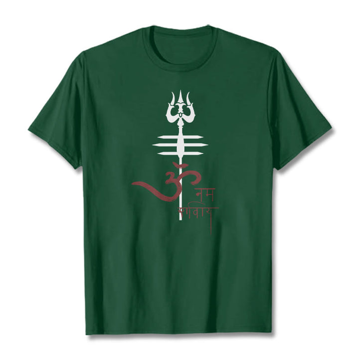 T-shirt in cotone con tridente Buddha Stones OM NAMAH SHIVAYA - Verde studentesco - 2XL - image 7