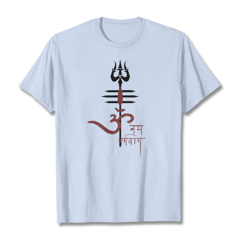 T-shirt in cotone con tridente Buddha Stones OM NAMAH SHIVAYA - Ciano chiaro - 2XL - image 6