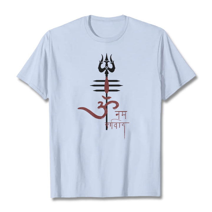 T-shirt in cotone con tridente Buddha Stones OM NAMAH SHIVAYA - Ciano chiaro - 2XL - image 6