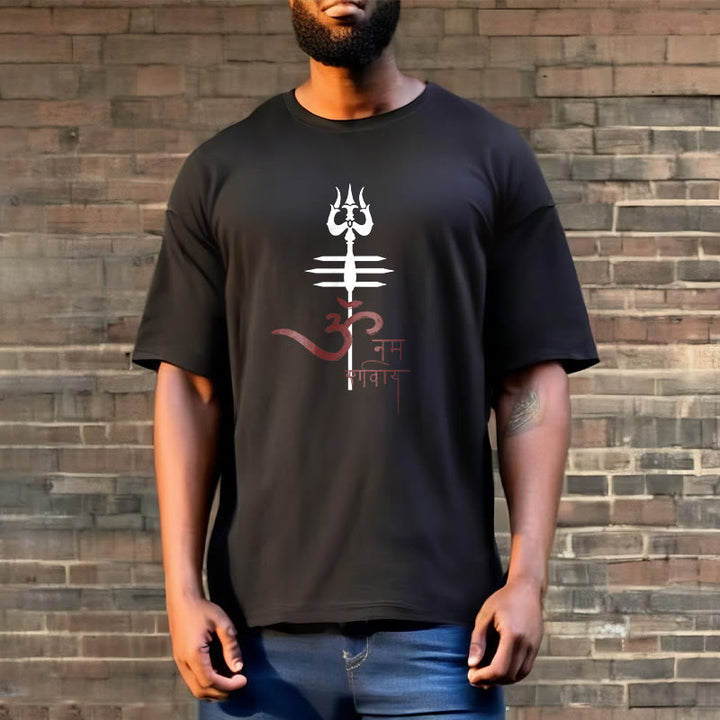 T-shirt in cotone con tridente Buddha Stones OM NAMAH SHIVAYA