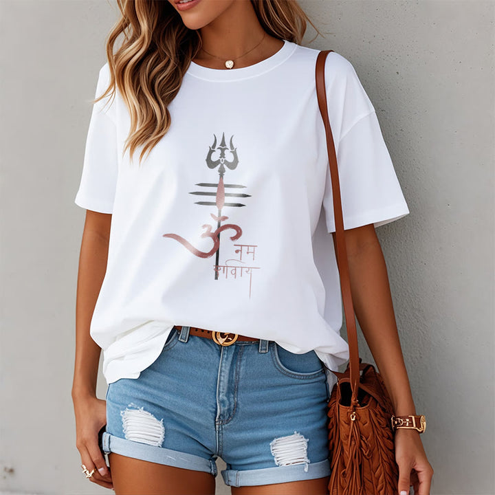 T-shirt in cotone con tridente Buddha Stones OM NAMAH SHIVAYA