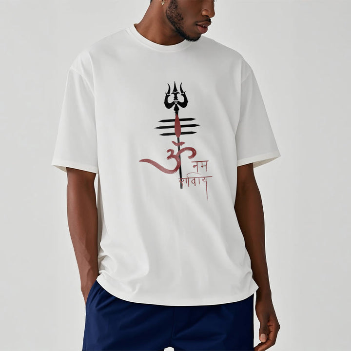 T-shirt in cotone con tridente Buddha Stones OM NAMAH SHIVAYA