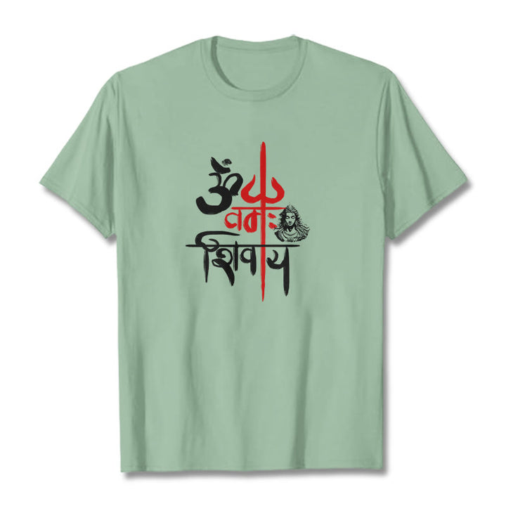 Maglietta in cotone con tridente rosso Buddha Stones OM NAMAH SHIVAYA - Verde pallido - 2XL - image 12