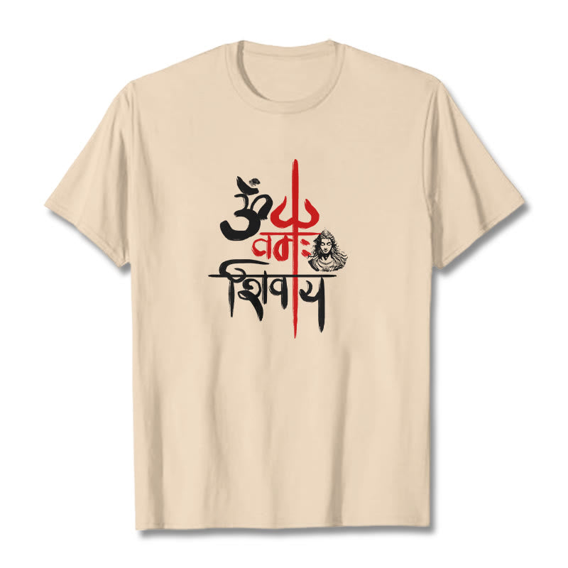 Maglietta in cotone con tridente rosso Buddha Stones OM NAMAH SHIVAYA - Biscotto - 2XL - image 14