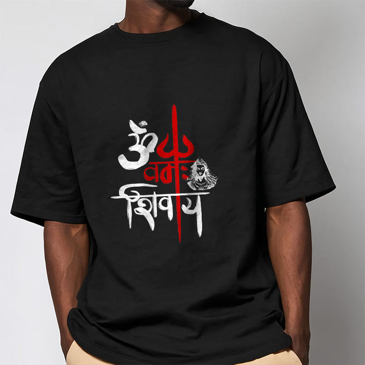 Maglietta in cotone con tridente rosso Buddha Stones OM NAMAH SHIVAYA - image 1