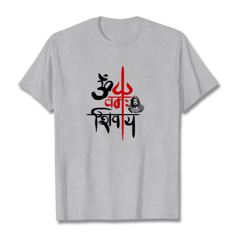 Maglietta in cotone con tridente rosso Buddha Stones OM NAMAH SHIVAYA - Grigio chiaro - 2XL - image 20