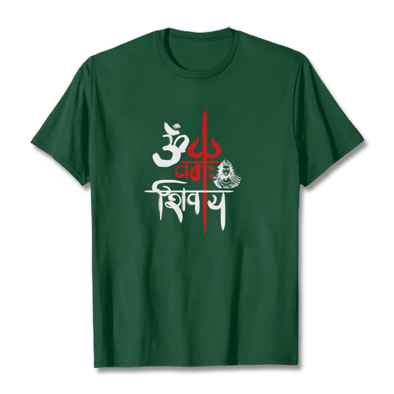 Maglietta in cotone con tridente rosso Buddha Stones OM NAMAH SHIVAYA - Verde studentesco - 2XL - image 10