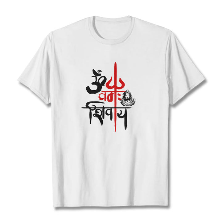 Maglietta in cotone con tridente rosso Buddha Stones OM NAMAH SHIVAYA - Bianco - 2XL - image 5