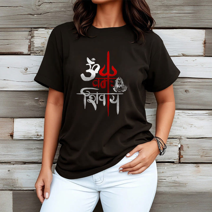 Maglietta in cotone con tridente rosso Buddha Stones OM NAMAH SHIVAYA - image 3