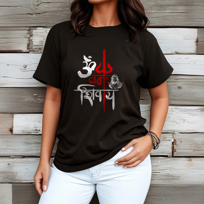 Maglietta in cotone con tridente rosso Buddha Stones OM NAMAH SHIVAYA - image 2