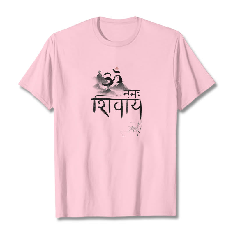 Maglietta in cotone con Buddha Stones OM NAMAH SHIVAYA Mountain