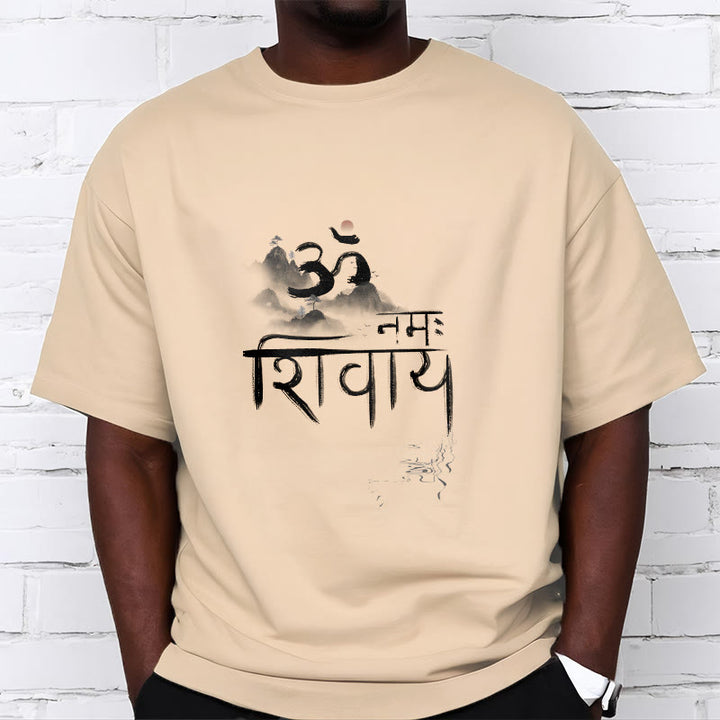 Maglietta in cotone con Buddha Stones OM NAMAH SHIVAYA Mountain
