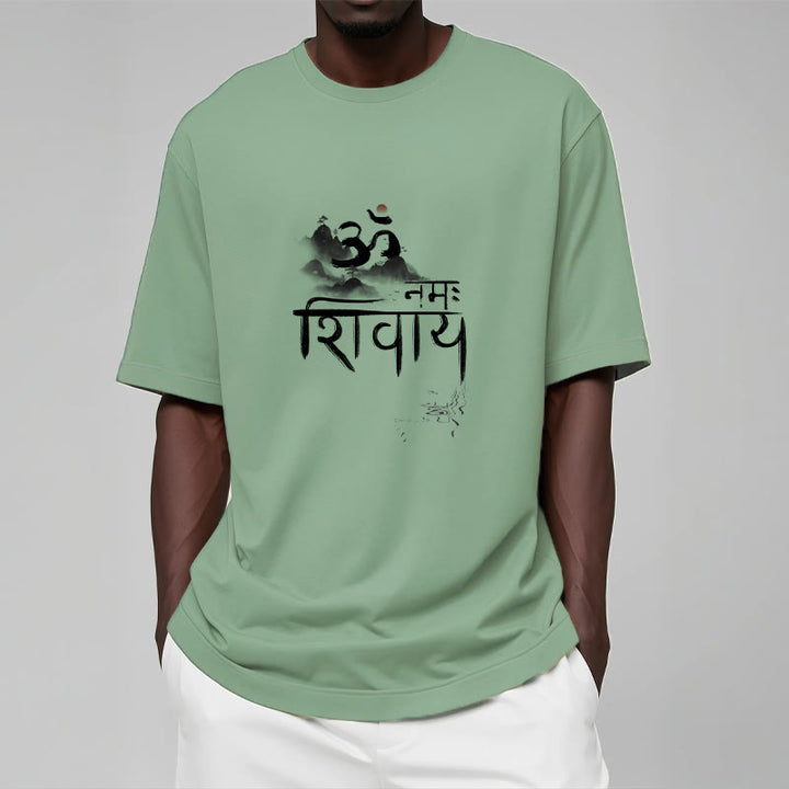 Maglietta in cotone con Buddha Stones OM NAMAH SHIVAYA Mountain