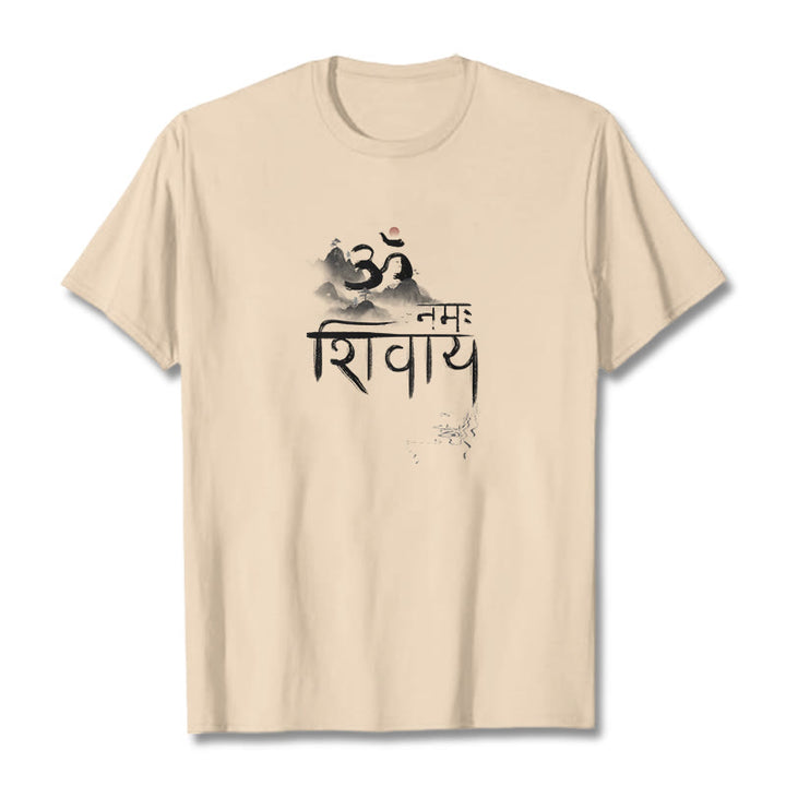 Maglietta in cotone con Buddha Stones OM NAMAH SHIVAYA Mountain