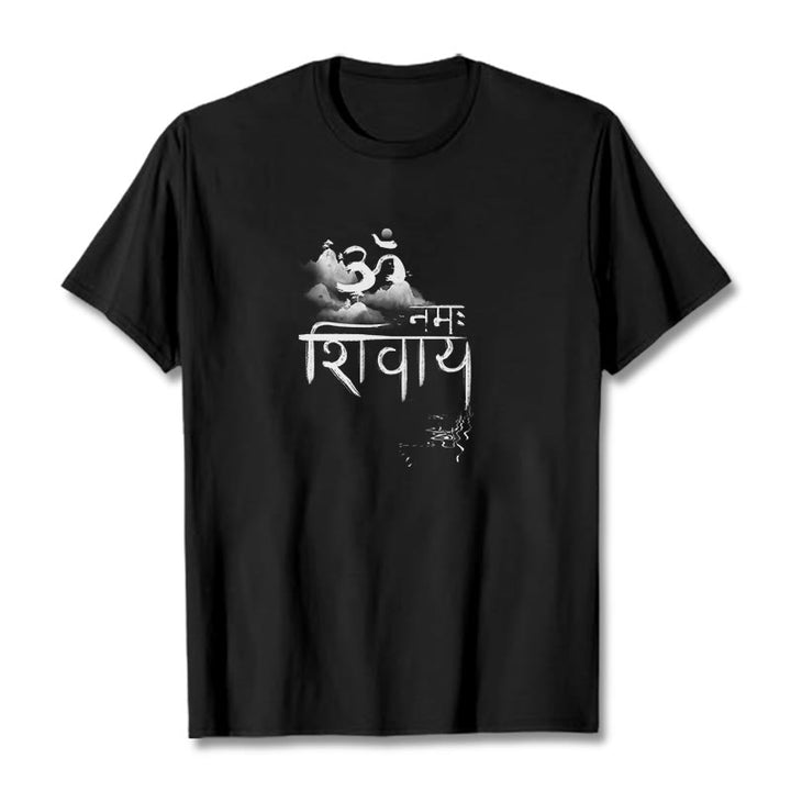 Maglietta in cotone con Buddha Stones OM NAMAH SHIVAYA Mountain
