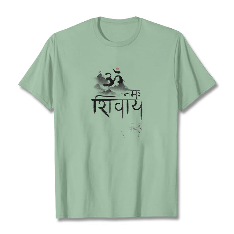 Maglietta in cotone con Buddha Stones OM NAMAH SHIVAYA Mountain