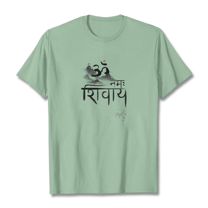 Maglietta in cotone con Buddha Stones OM NAMAH SHIVAYA Mountain