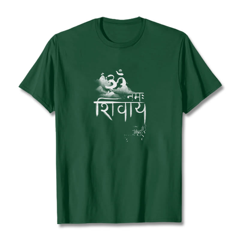 Maglietta in cotone con Buddha Stones OM NAMAH SHIVAYA Mountain